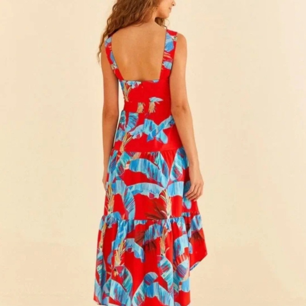 Farm Rio Sweet Jungle Red Midi Dress - Picture 9 of 9